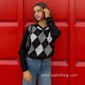 Long Plaid Women Knitwear Sweater